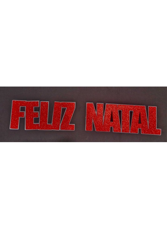 Faixa Feliz Natal Vermelha Gliter